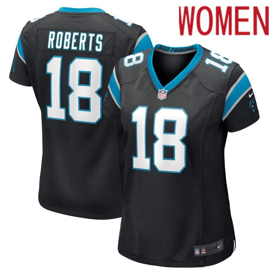Women Carolina Panthers 18 Andre Roberts Nike Black Game Player NFL Jersey